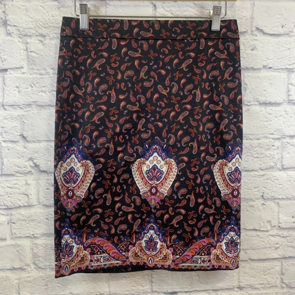 J Crew The Pencil‎ Skirt Womens Size 00 Lined Paisley NWOT